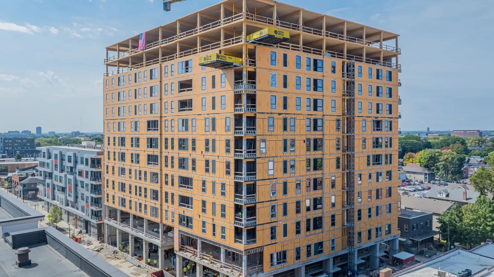 Record-Setting Mass Timber Student Housing Near Ohio State University Completes Topping Out